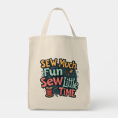 Nähen viel Spaß sehen wenig Zeit Retro Stitch Art Tragetasche (Rückseite)