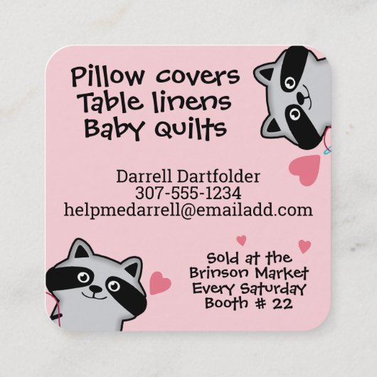 Nähen von nahtloser Quilterquilter, niedlicher Rac Quadratische Visitenkarte (Rückseite)