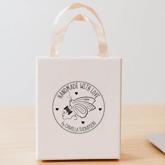 Nähen von Schmetterlingshandgefertigt mit Liebe, Gummistempel