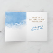 Nähen von selbstgefertigten Geschenkknöpfen Feiertagskarte (Innenseite)