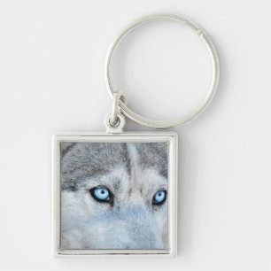 Nahen von Sibirien Husky mit Blauen Augen Schlüsselanhänger