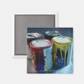 Nahen von vier Farbdosen Magnet (Vorderseite/Rückseite)