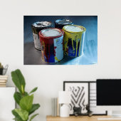 Nahen von vier Farbdosen Poster (Heimbüro)