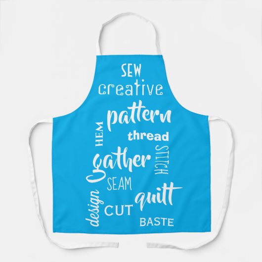 Nähen von Wörtern Blue Schürze (Vorderseite)
