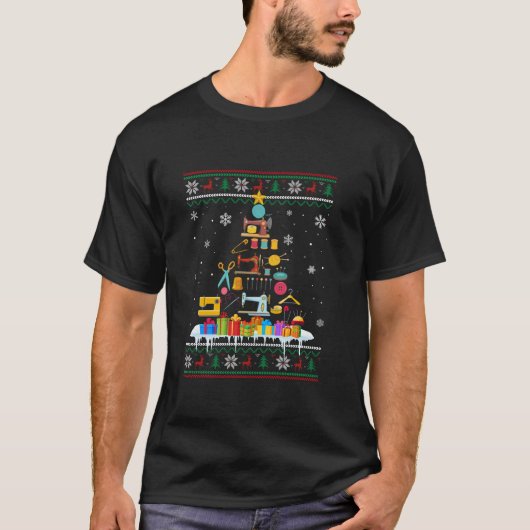Nähen Weihnachtsbaum Funny Ugly Weihnachtskraut T-Shirt (Vorderseite)