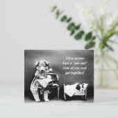 "Nähen" Zeit Vintager Hund Postkarte (Stehend Vorderseite)