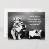 "Nähen" Zeit Vintager Hund Postkarte (Vorne/Hinten)