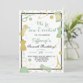 Nähen zum Geburtstag Einladung (Stehend Vorderseite)