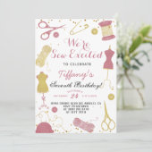 Nähen zum Geburtstag Einladung (Stehend Vorderseite)