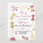 Nähen zum Geburtstag Einladung (Vorne/Hinten)