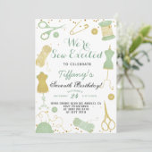 Nähen zum Geburtstag Einladung (Stehend Vorderseite)