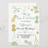 Nähen zum Geburtstag Einladung (Vorne/Hinten)