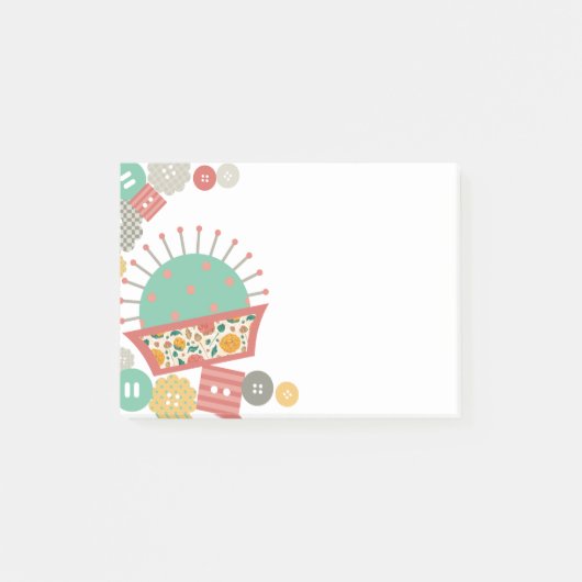 nähende Knopfblumennadelkissennäherin Post-it Klebezettel (Vorderseite)