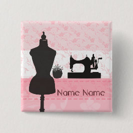 Nähende Mode-rosa Blumennäherin-Damenschneiderin Button