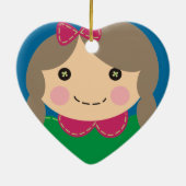 Nähende Näherinpuppe Weihnachtsbaumverzierung Keramik Ornament (Hinten)