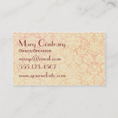 Nähende rosa Bogen-Damast-Vintage Geschäfts-Karte Visitenkarte (Rückseite)