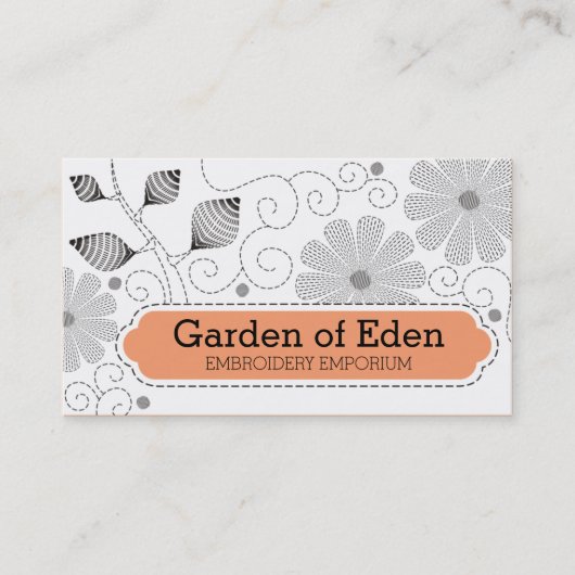 Nähende Stich-Blumen der kundenspezifischen Visitenkarte (Vorderseite)