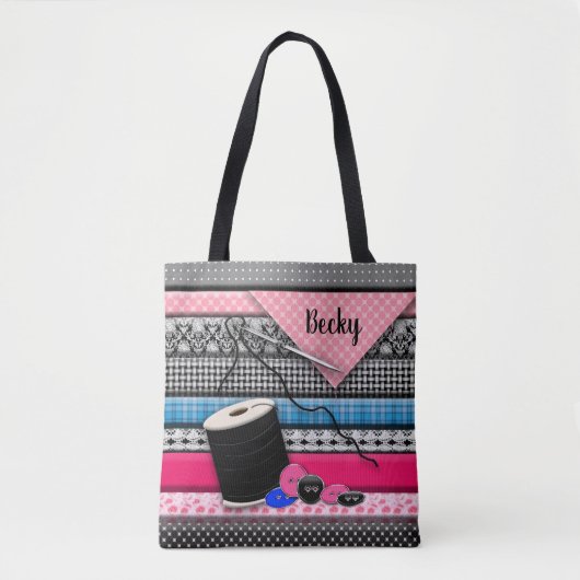 Nähende Tasche - 3D - Gewebe/Nadel/Knöpfe (Vorderseite)