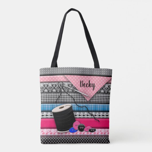 Nähende Tasche - 3D - Gewebe/Nadel/Knöpfe (Rückseite)