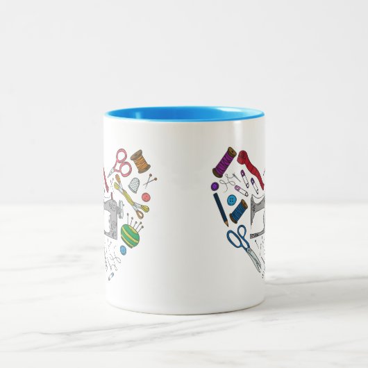 Nähende Werkzeug-Herz-Tasse Zweifarbige Tasse (Mittel)