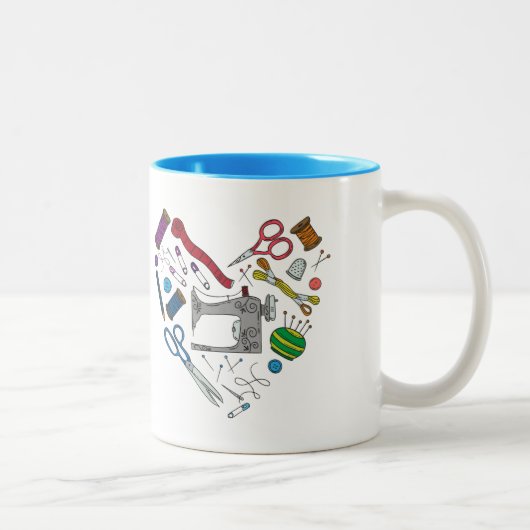 Nähende Werkzeug-Herz-Tasse Zweifarbige Tasse (Rechts)