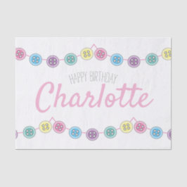 nähender Knopf des weißen Geburtstages Seidenpapier