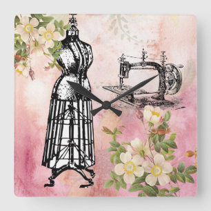 Nähender Raum-Uhr-Vintage Maschinen-Kleiderform Quadratische Wanduhr