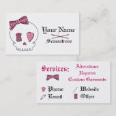 Nähender Schädel (Rosa) Visitenkarte (Vorne/Hinten)