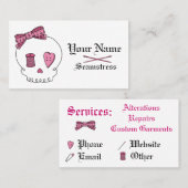 Nähender Schädel (Rosa) Visitenkarte (Vorne/Hinten)