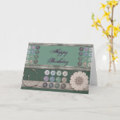 Nähendes Enthusiast-Grün Karte (Gelbe Blume)