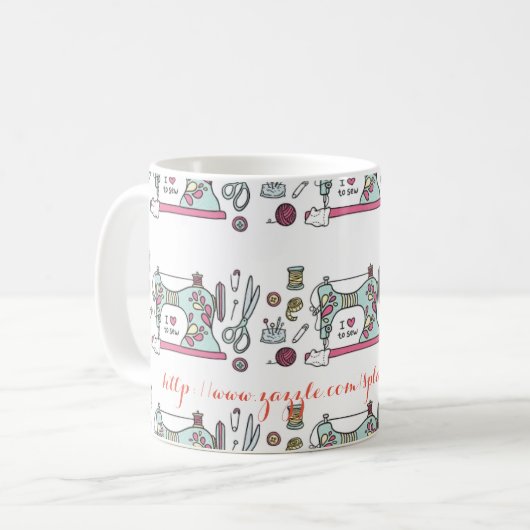 "Nähendes Herz " Kaffeetasse (Vorderseite Links)