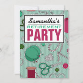 Nähendes Themed Ruhestands-Party Einladung (Vorderseite)