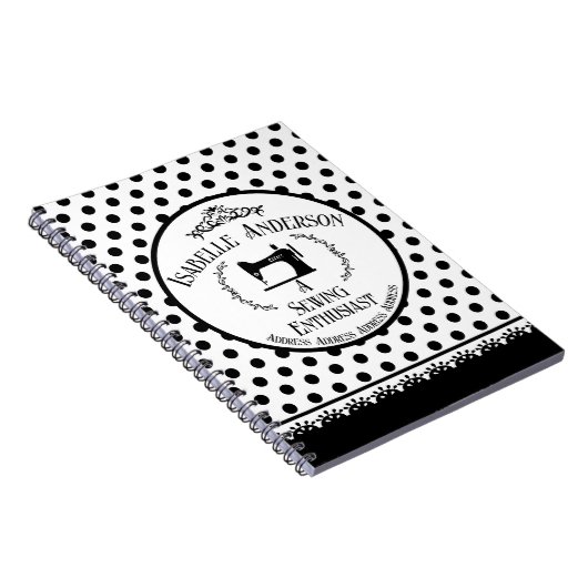 Nähenthusiast Schwarz-weiß Notizblock (Rechte Seite)