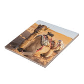 Naher Aufstieg auf Camel in der Oman-Wüste Fliese (Seite)