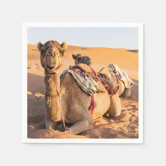 Naher Aufstieg auf Camel in der Oman-Wüste Serviette (Vorderseite)