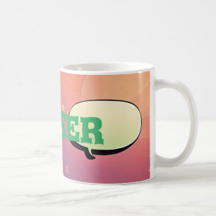 "Naher Ausdruck hochladen: Benutzerdefinierte Text Kaffeetasse