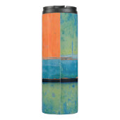 NAHER BLICK AUF DIE BLAUE UND GRÜNE HOLZTÜR THERMOSBECHER (Rückseite)