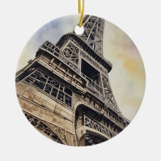 Naher Eiffelturm Paris Liebe City Travel Keramik Ornament (Vorne)