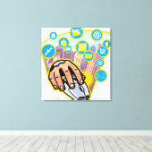 Naher Einsatz der Computermaus Leinwanddruck (Insitu (Holzboden))