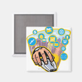 Naher Einsatz der Computermaus Magnet (Vorderseite/Rückseite)