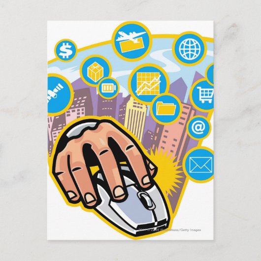 Naher Einsatz der Computermaus Postkarte (Vorderseite)