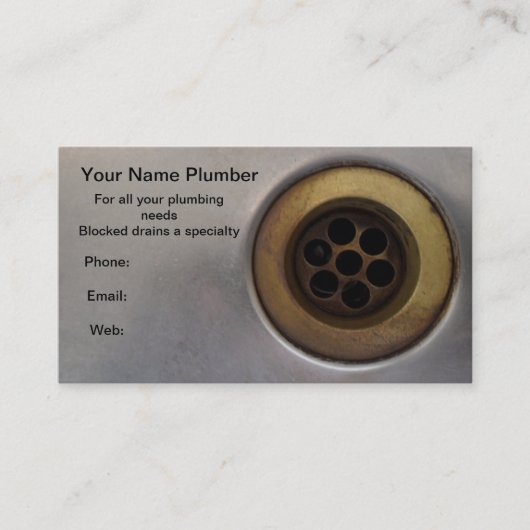 Naher hoher Abflussklempner der Küchenwanne Visitenkarte (Vorderseite)