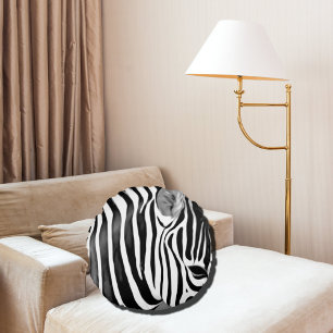Naher hoher Druck des Zebra Rundes Kissen