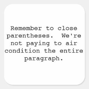 Naher Klammeraufkleber Quadratischer Aufkleber