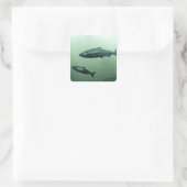 Naher Lachslauf Quadratischer Aufkleber (Tasche)
