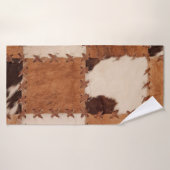 Naher Lederpatchwork mit Textur. Badehandtuch (Badehandtuch)