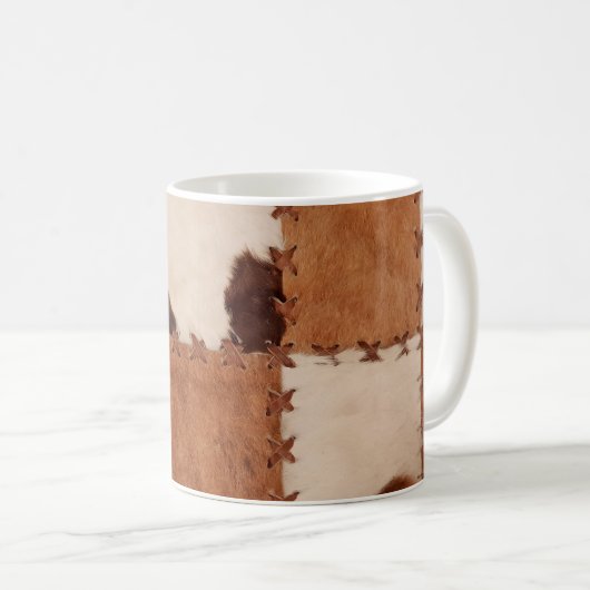 Naher Lederpatchwork mit Textur. Kaffeetasse (VorderseiteRechts)