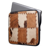 Naher Lederpatchwork mit Textur. Laptopschutzhülle (Vorderseite Links)