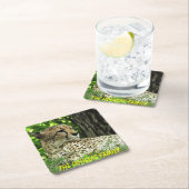 Naher Leopard Rechteckiger Pappuntersetzer (Vor Ort)