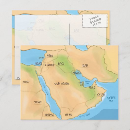 Naher Osten Postkarte (Vorne/Hinten)